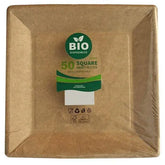 Bio Disposables 50 Square Kraft Plates 23cm  Adomoo